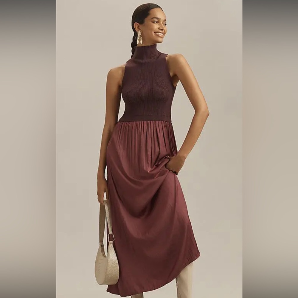 Anthropologie Thea Twofer Sweater Dress | Plum | Size L | NWT